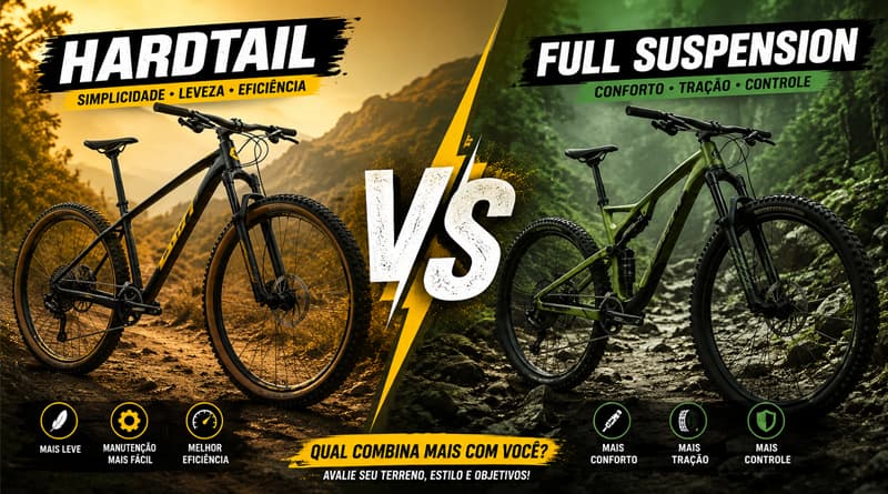 Bike Hardtail vs Bike Full Suspension — Qual é a diferença?