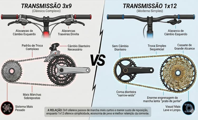 Guia: Marchas para Bicicleta — 3×9 vs 1×12. Escolha consciente!