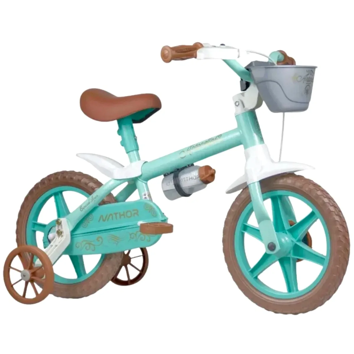 Bicicleta Aro 12 Infantil Nathor Antonella Verde e Marrom
