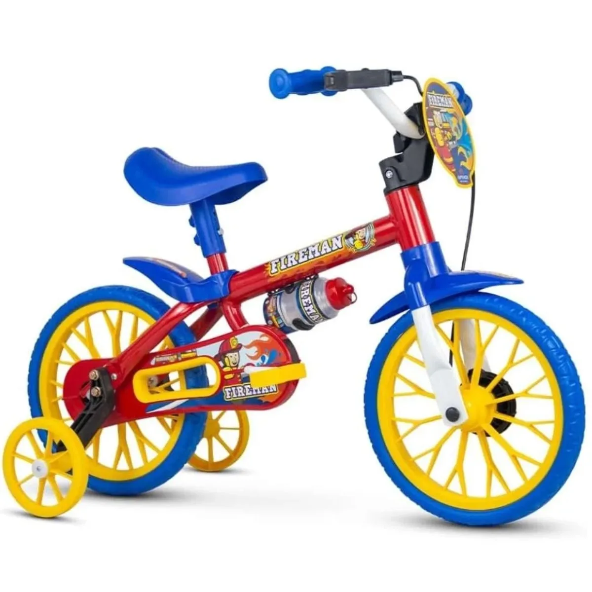 Bicicleta Aro 12 Infantil Nathor Fireman Vermelho e Azul