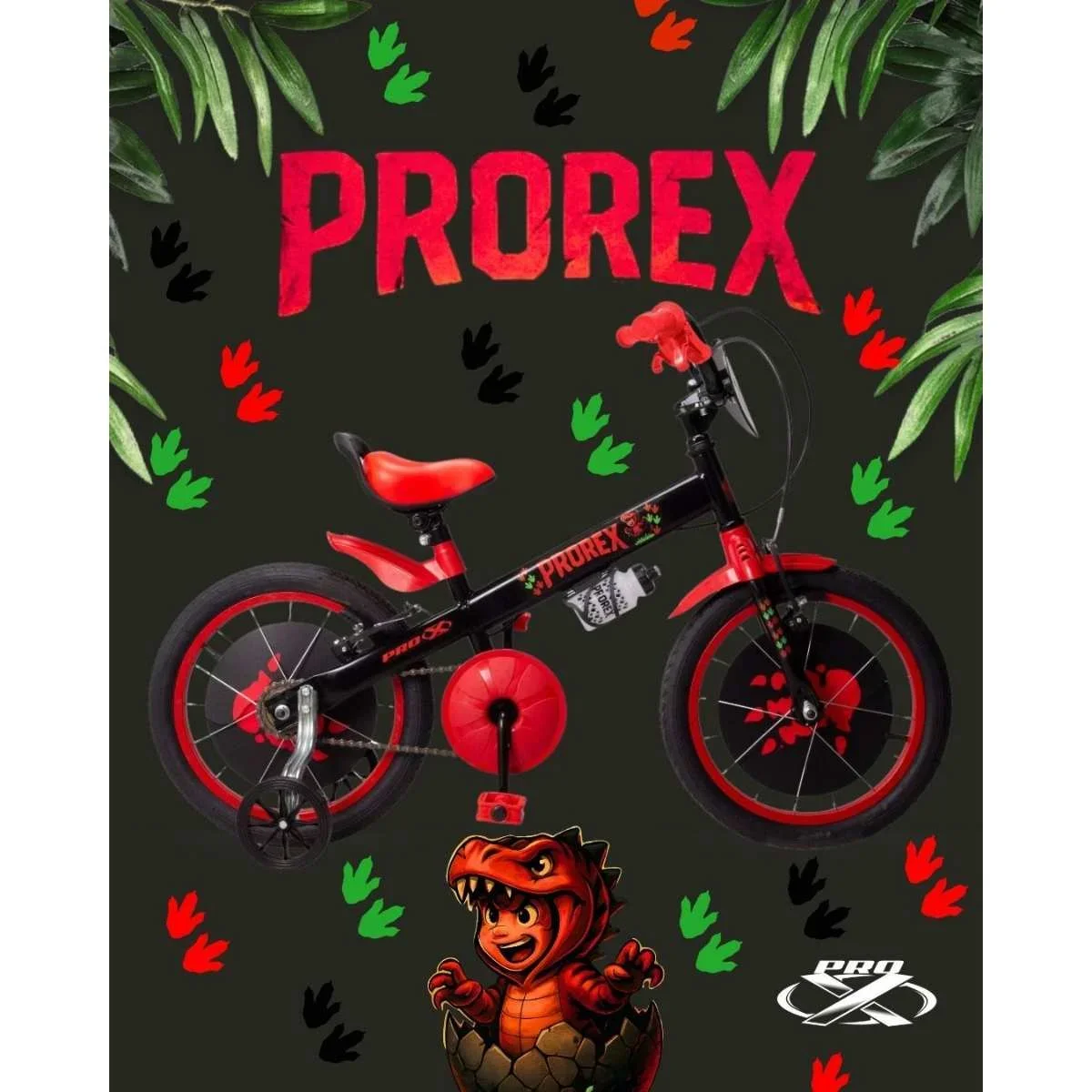 Bicicleta Aro 16 Pro-X Prorex Preta e Vermelha