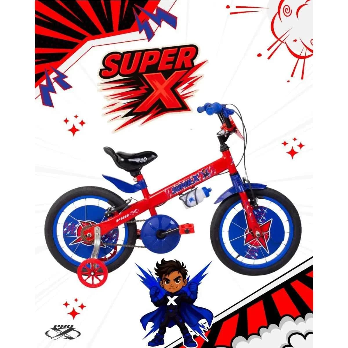 Bicicleta Aro 16 Pro-X Super X Vermelha e Azul