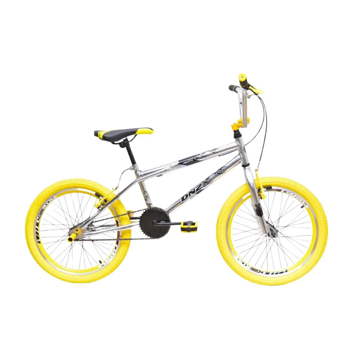 Bicicleta Aro 20 Diniz Freestyle Cromado e Amarelo