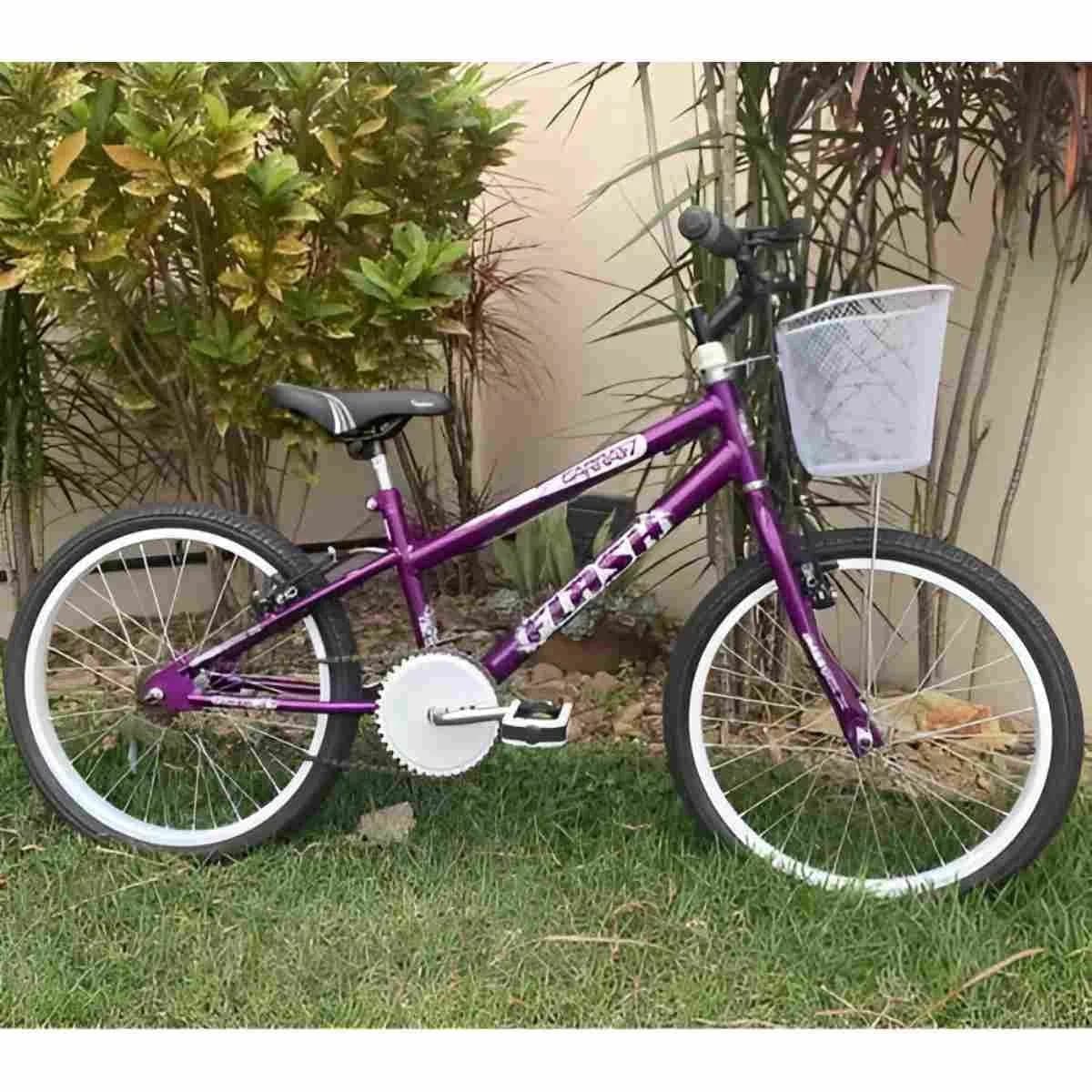 Bicicleta Aro 20 Garra7 Flash Lilás e Branco