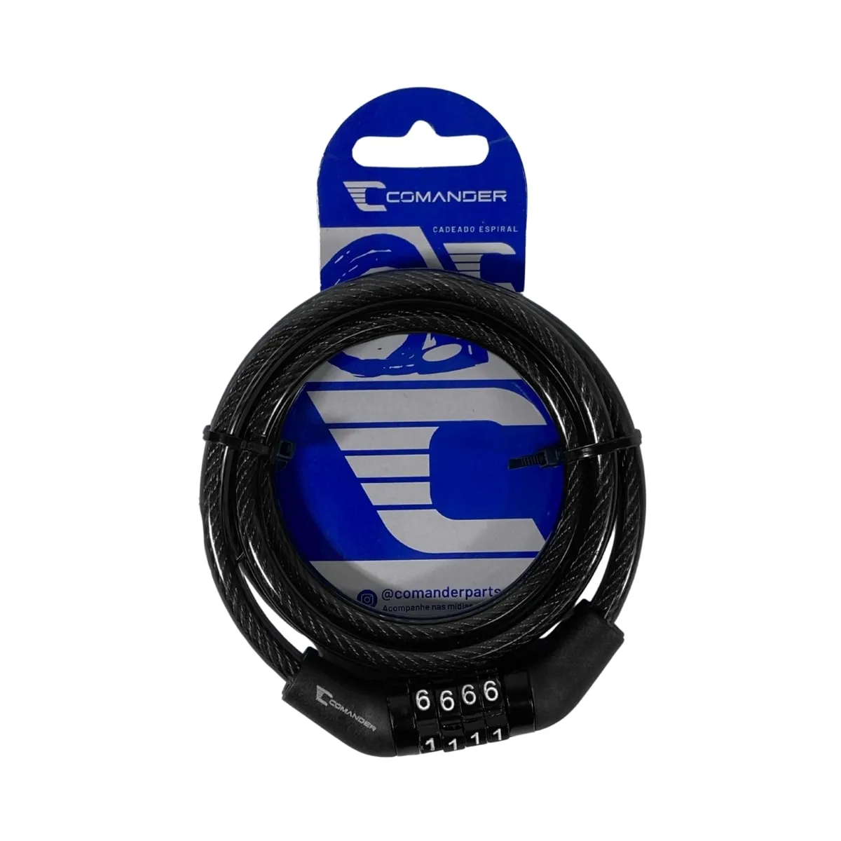 Cadeado de Bicicleta Espiral Comander Com Segredo 6mm X 1M