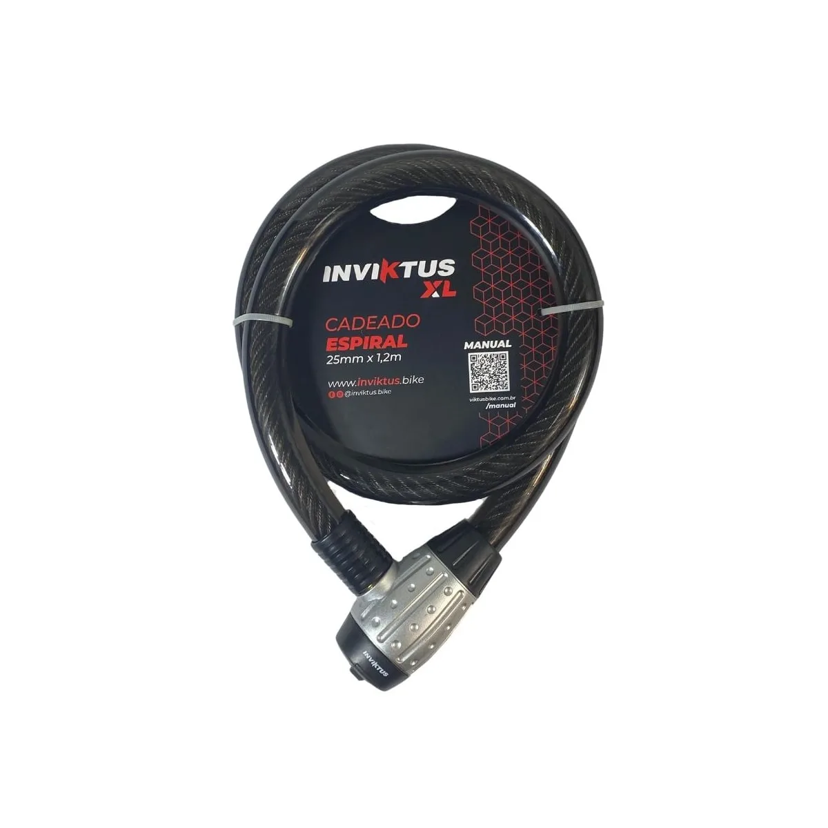 Cadeado de Bicicleta Espiral Inviktus Com Chave 25mm X 1,2M