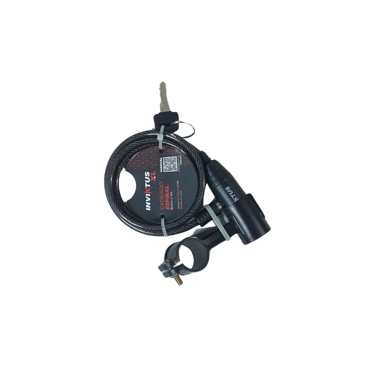 Cadeado de Bicicleta Espiral Inviktus Com Chave 6mm X 1M