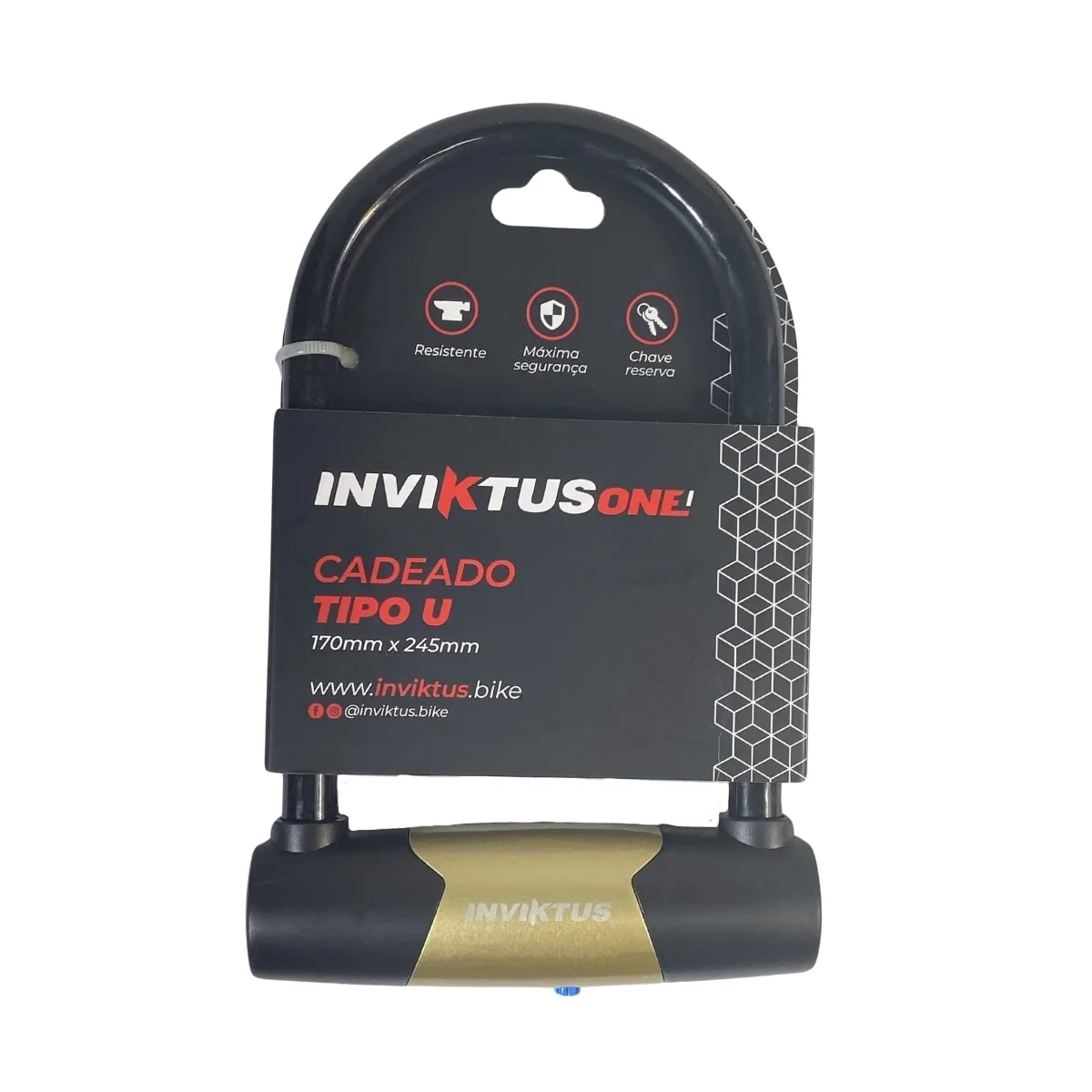 Cadeado de Bicicleta Tipo U Inviktus Com Chave 170mm X 245mm