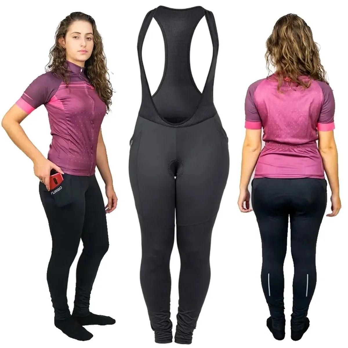 Calça Bretelle Ciclismo Feminino Furbo Hermana HT90 Com Bolso