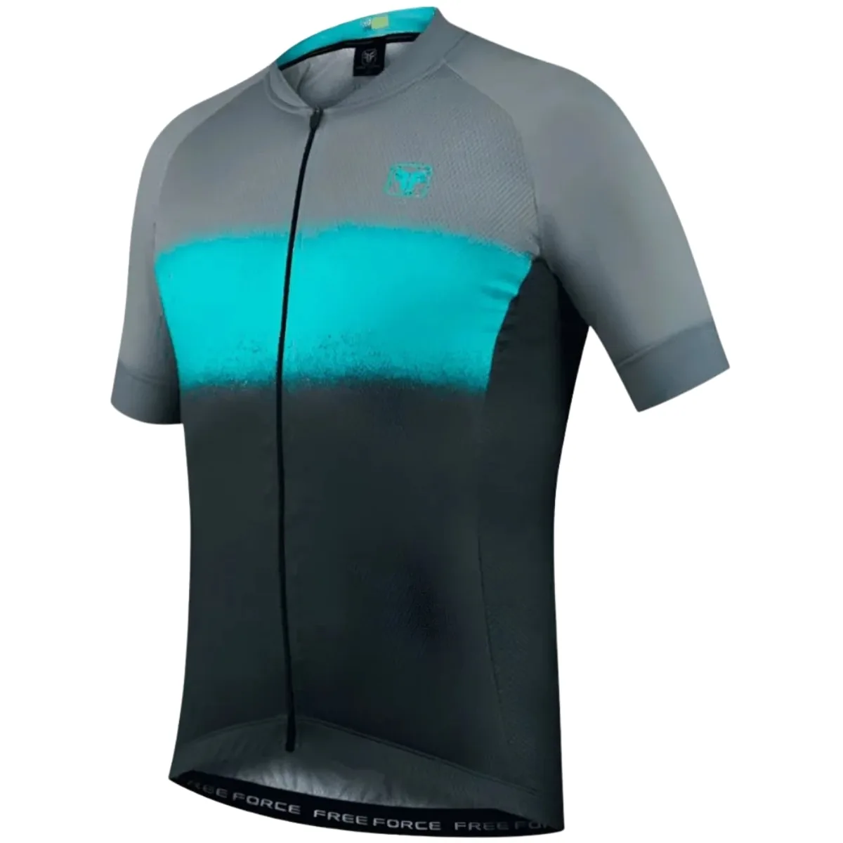 Camiseta Masculina Free Force Sport Cinza e Azul Fluorescente - P