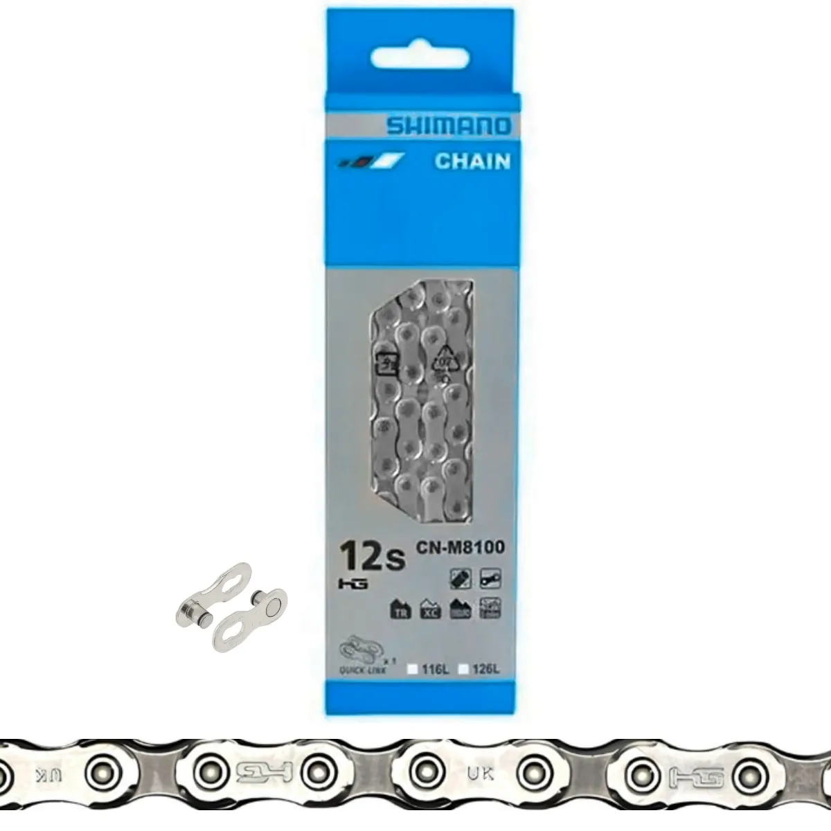 Corrente de Bicicleta Shimano CN M8100 12 Velocidades 126 Elos