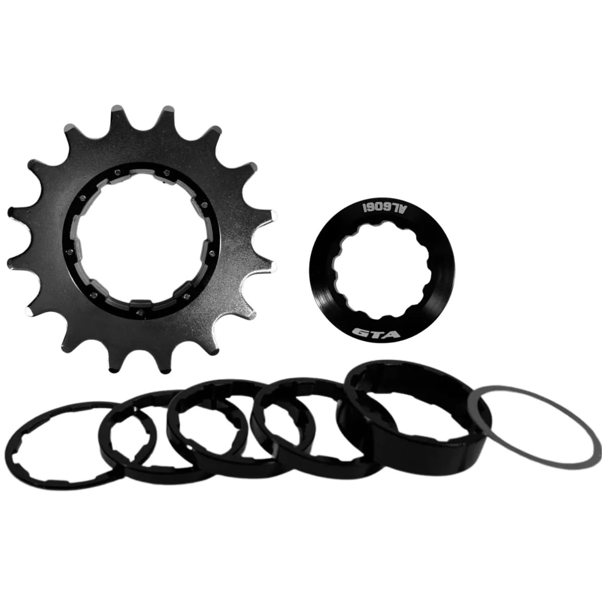Kit Cog GTA 16 Dentes Alumínio Preto Com Espaçador