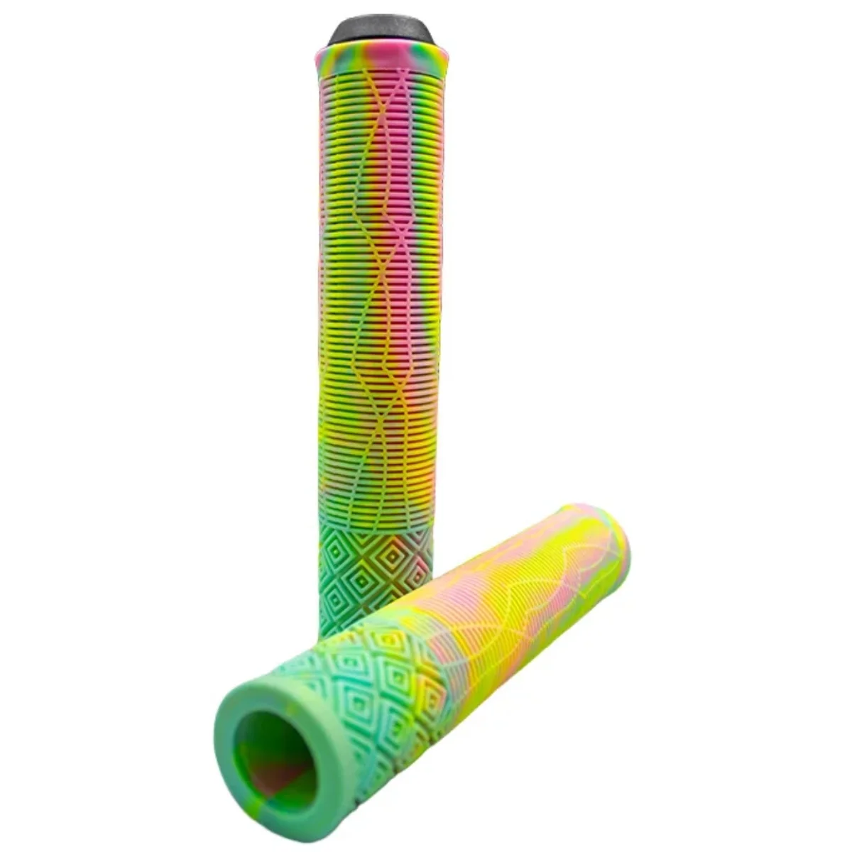 Manopla Bike Kook BMX Rosa Verde e Amarelo 165mm