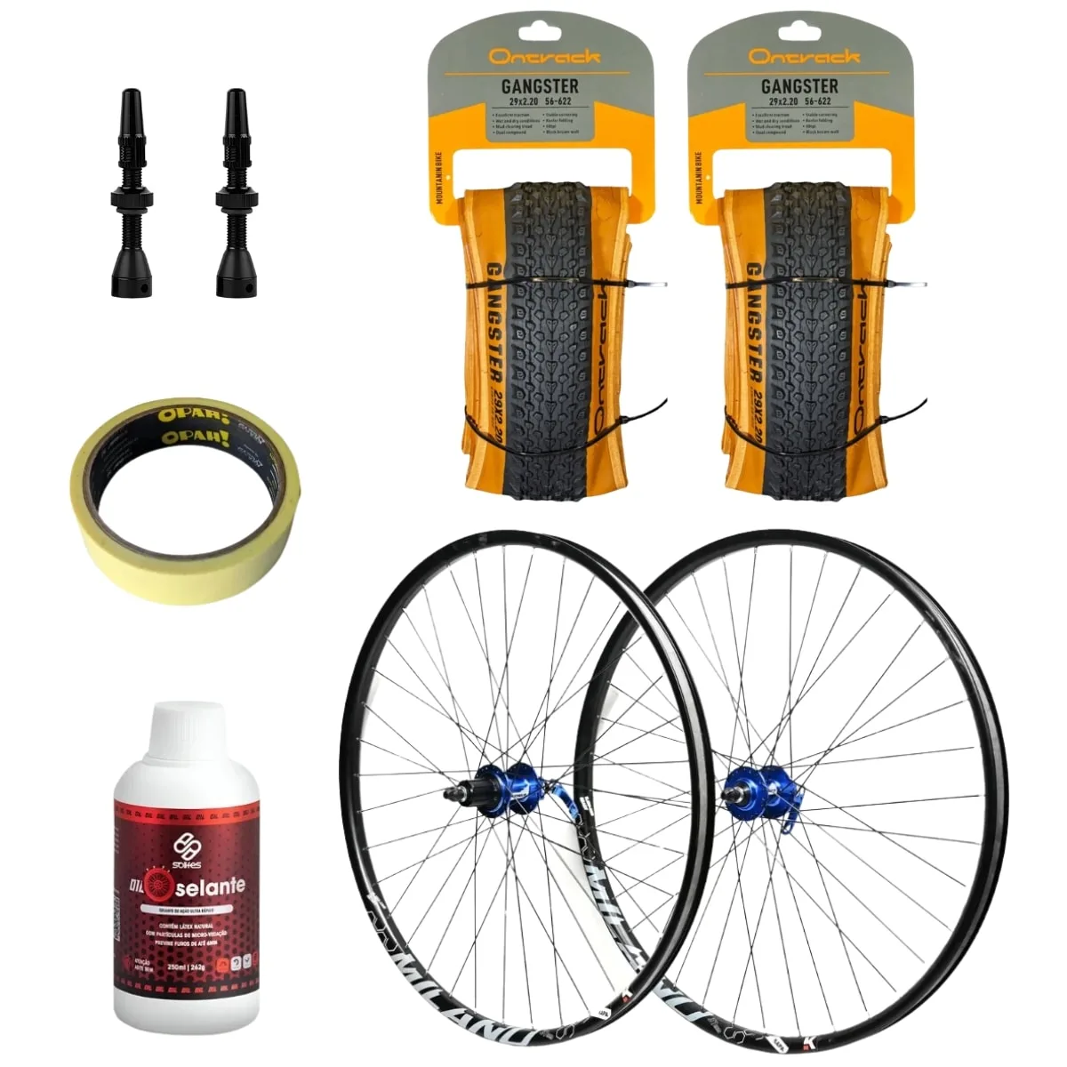 Par Rodas Kapa Milano + Par Pneus Ontrack Gangster + Kit Tubeless