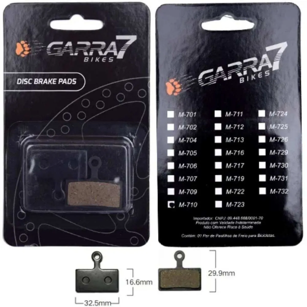 Pastilha Freio de Bicicleta Garra7 M-710 Metálico