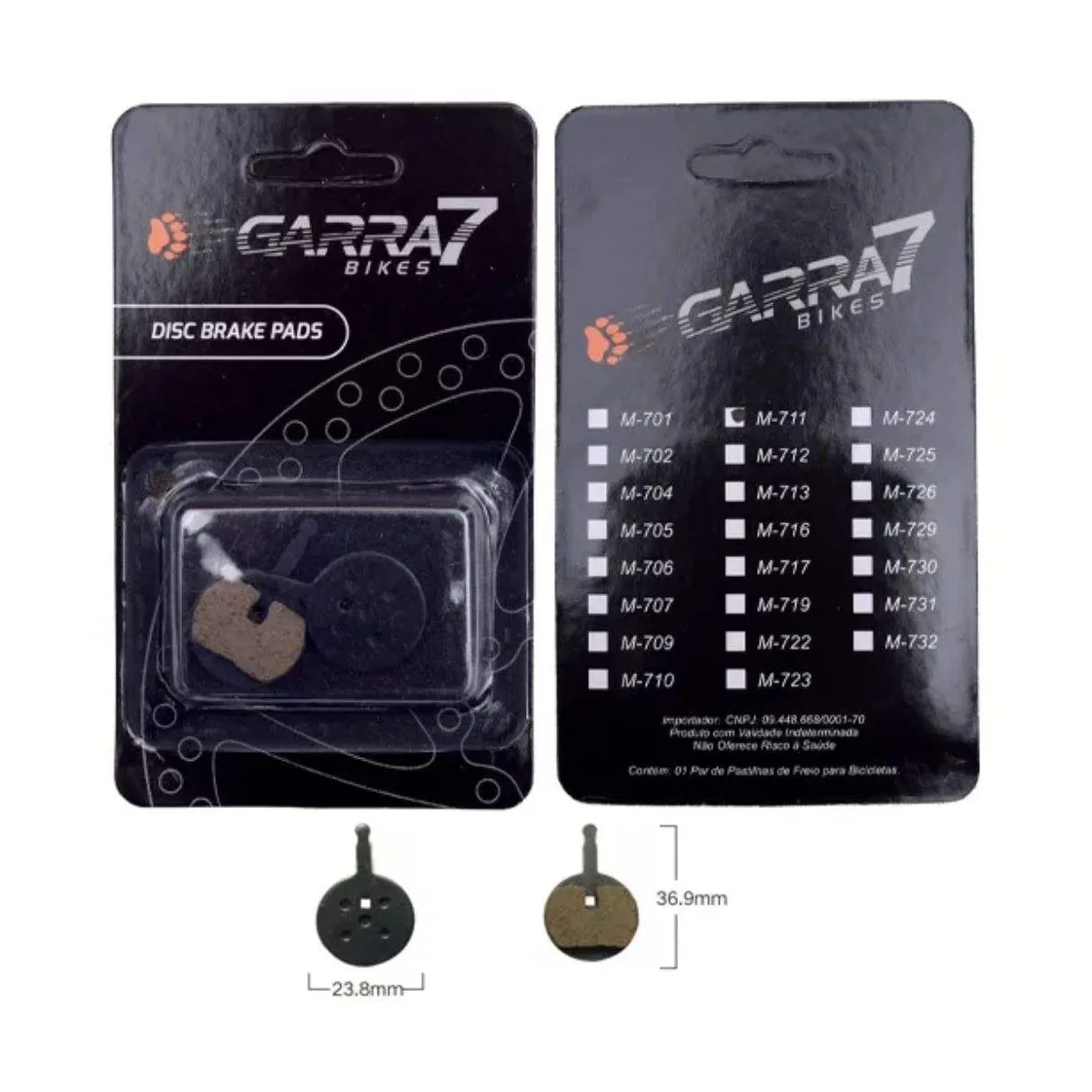 Pastilha Freio de Bicicleta Garra7 M-711 Metálico
