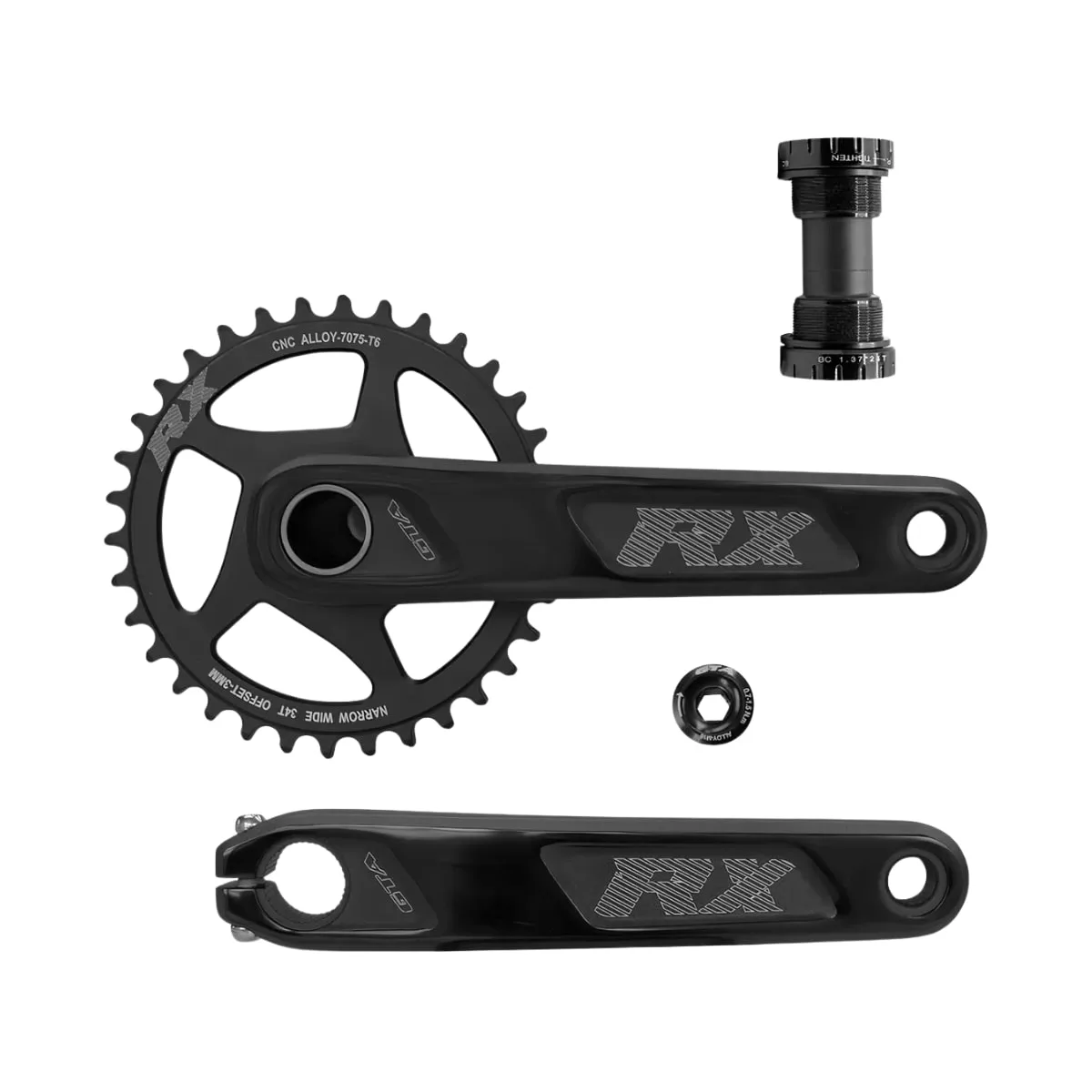 Pedivela Alumínio Single GTA RX 34 Dentes Preto 175mm