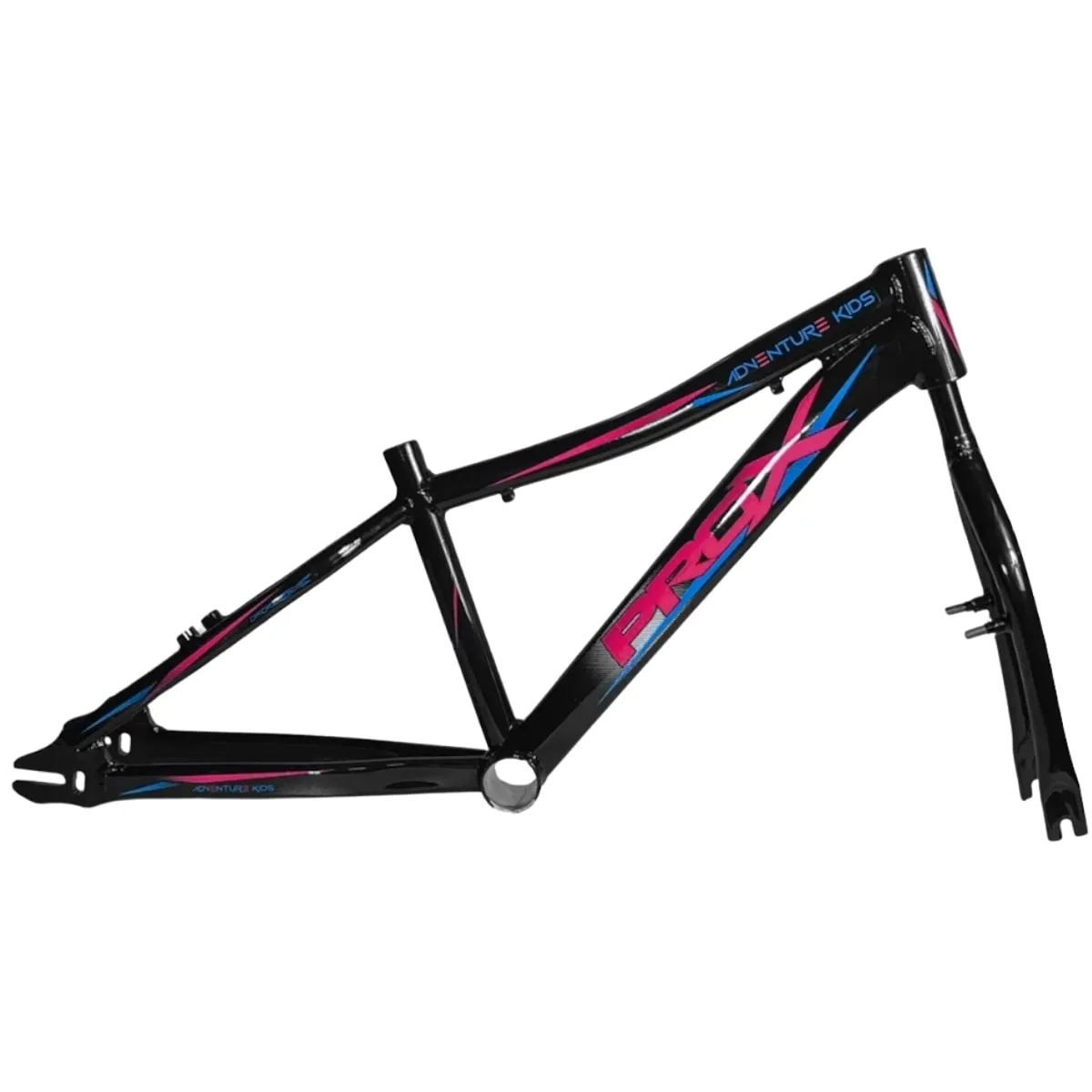 Quadro de Bicicleta Aro 20 Pro-X Adventure Kids Preto e Rosa Com Garfo